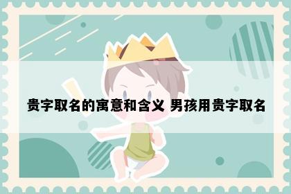 贵字取名的寓意和含义 男孩用贵字取名