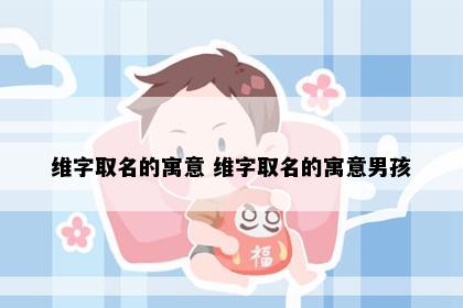 维字取名的寓意 维字取名的寓意男孩
